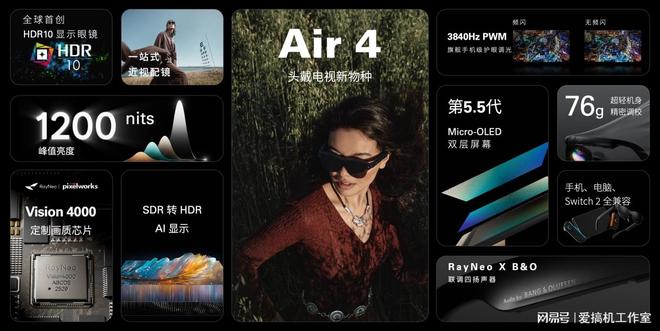 1599元起雷鸟Air4AR眼镜发布:HDR10+首颗AR画质芯片(图1)
